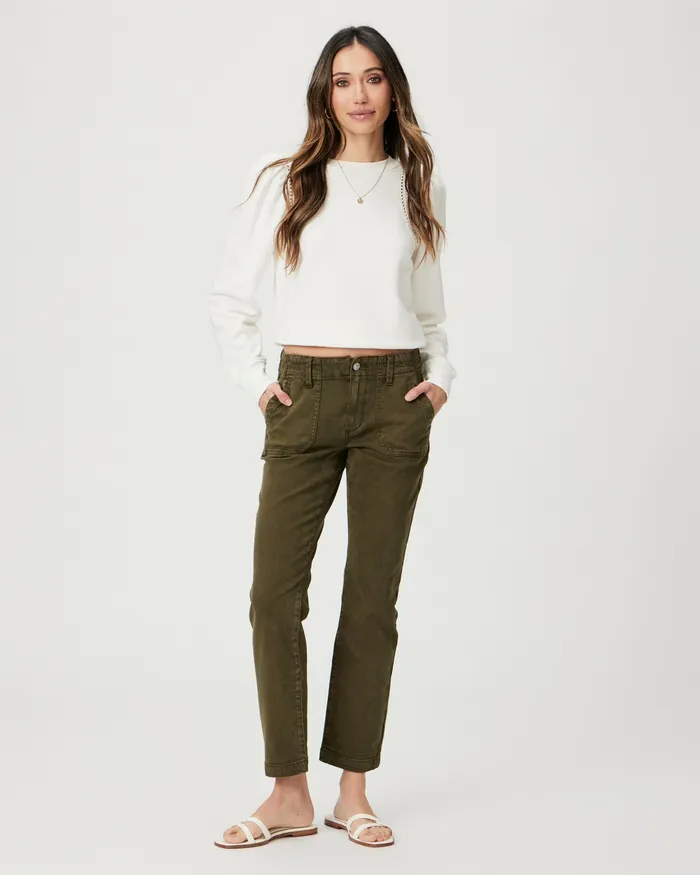 Women Denim PAIGE Mayslie Straight Ankle Pant 8211 Vintage Olive Meadow