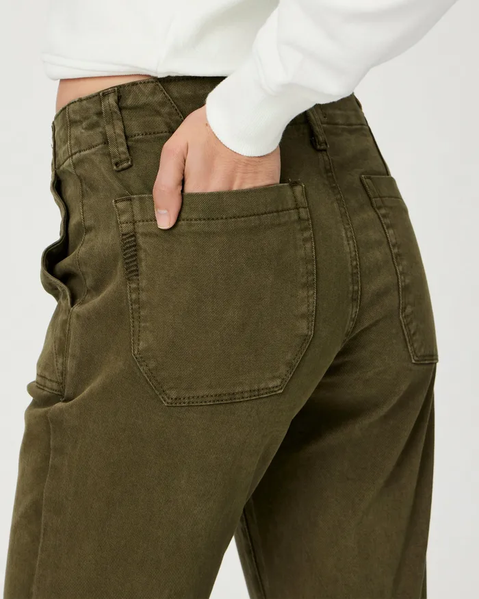Women Denim PAIGE Mayslie Straight Ankle Pant 8211 Vintage Olive Meadow