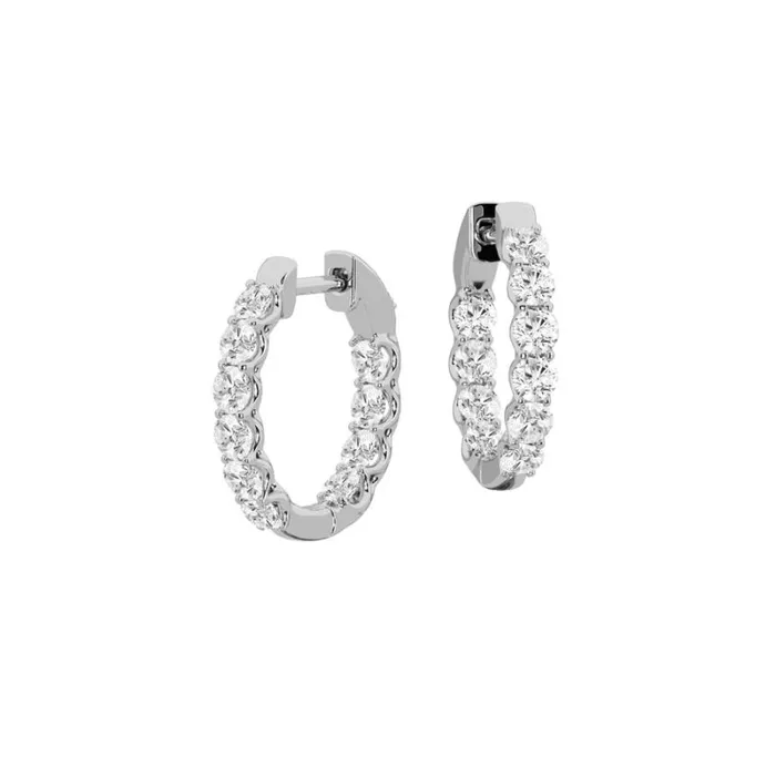 Women Diamonds Badgley Mischka Small Diamond Hoop Earrings