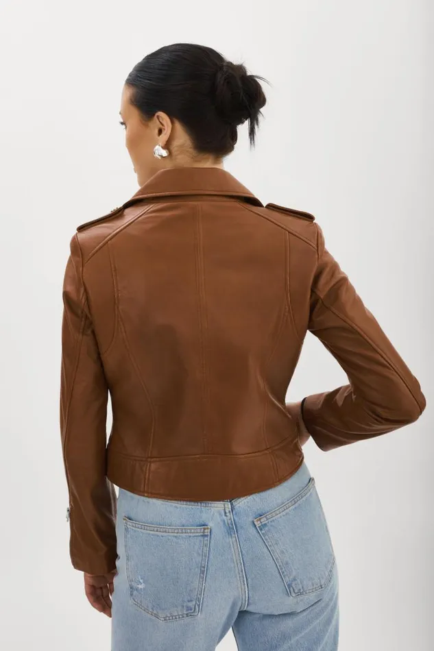 Women DONNA Iconic Leather Biker Jacket Luggage LAMARQUE Leather Jackets Women DONNA Iconic Leather Biker Jacket Luggage LAMARQUE Leather Jackets