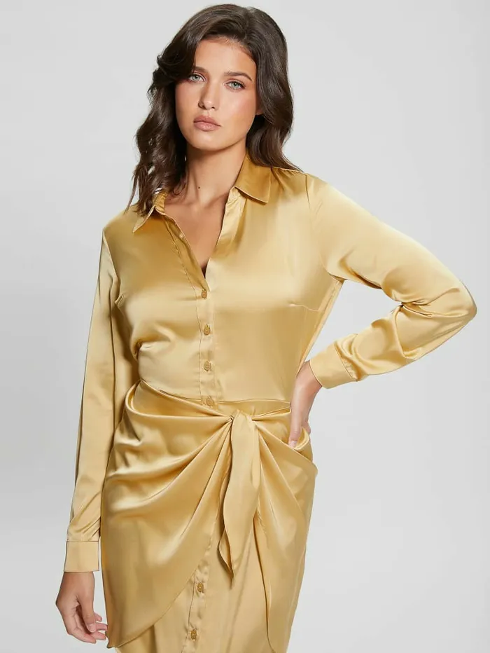 Women Dresses and Jumpsuits GUESS Eco Alya Dress Gold Multi Women Dresses and Jumpsuits GUESS Eco Alya Dress Gold Multi