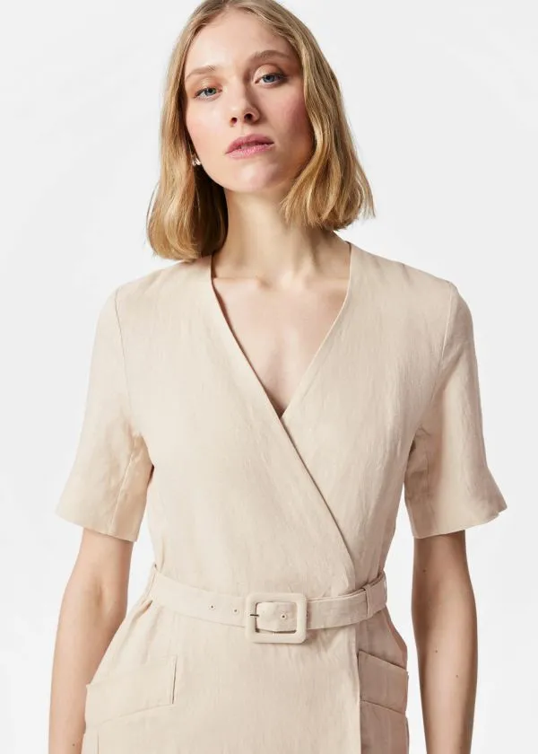 Women Dresses and Other Stories Belted Linen Mini Dress Beige