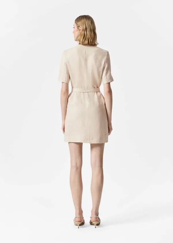 Women Dresses and Other Stories Belted Linen Mini Dress Beige