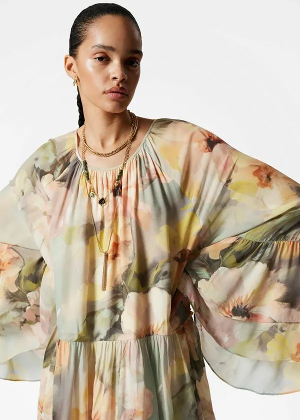 Women Dresses and Other Stories Flounced Maxi Dress Green Floral