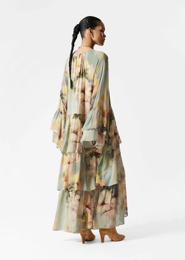 Women Dresses and Other Stories Flounced Maxi Dress Green Floral