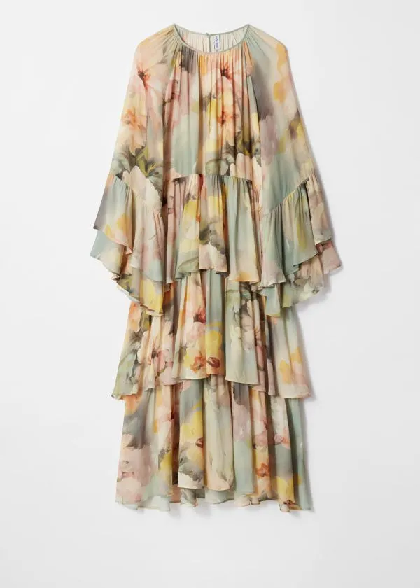 Women Dresses and Other Stories Flounced Maxi Dress Green Floral