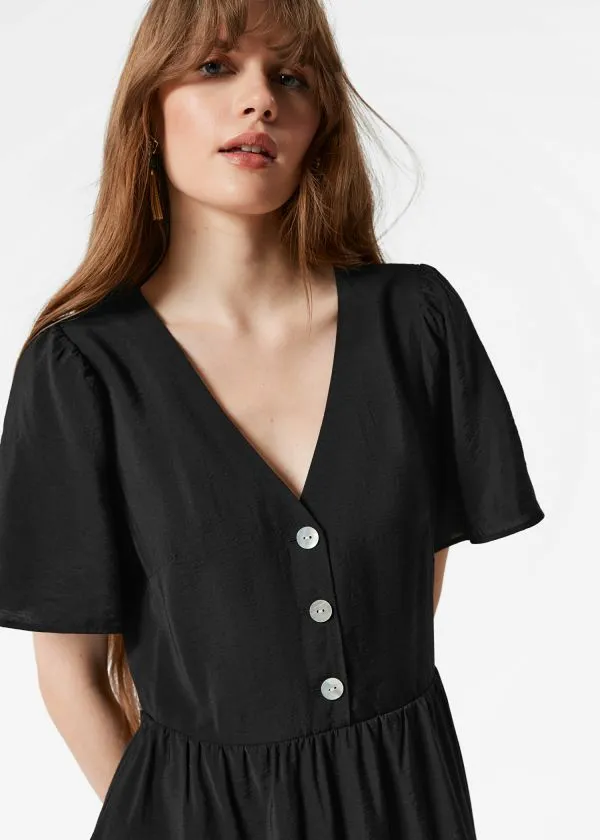 Women Dresses and Other Stories FlutterSleeve Midi Dress Black