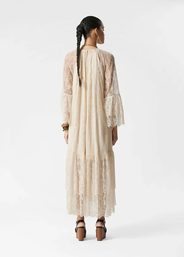 Women Dresses and Other Stories Frilled Lace Maxi Dress Cream