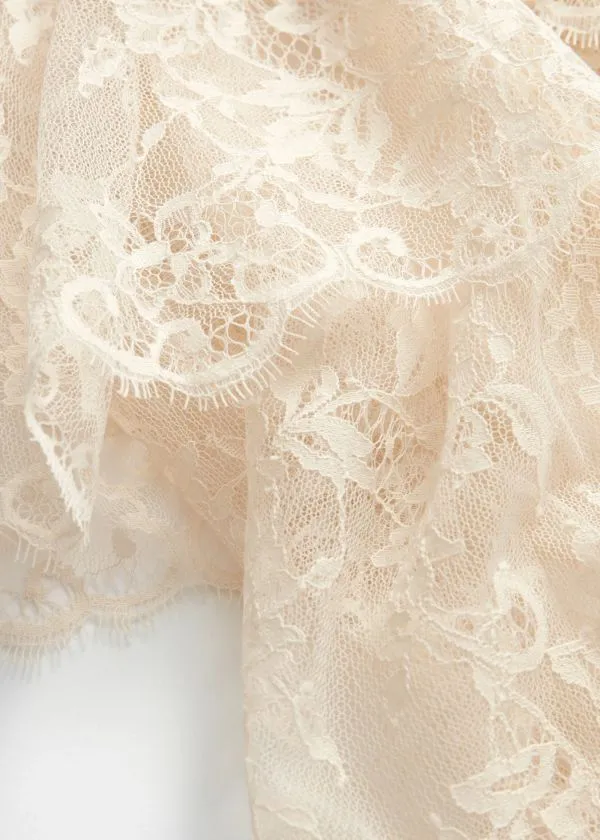 Women Dresses and Other Stories Frilled Lace Maxi Dress Cream