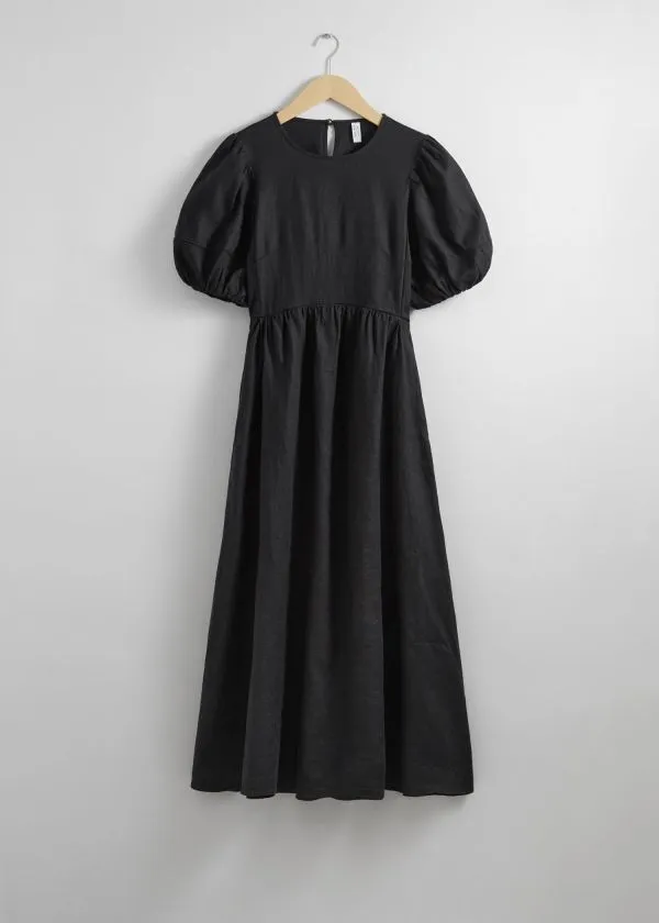 Women Dresses and Other Stories PuffSleeve Midi Dress Black