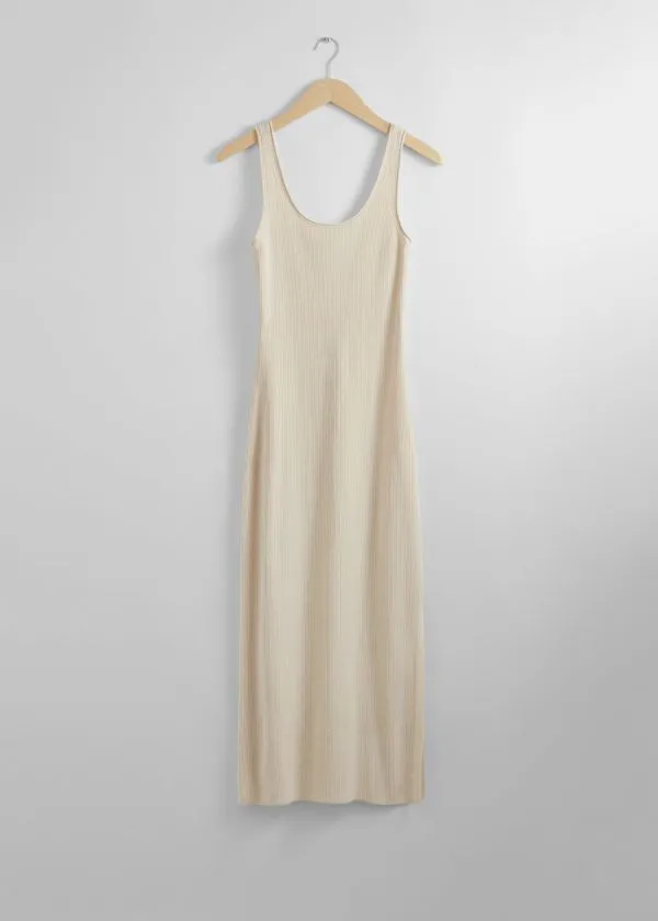 Women Dresses and Other Stories RibKnit Tank Midi Dress Ivory
