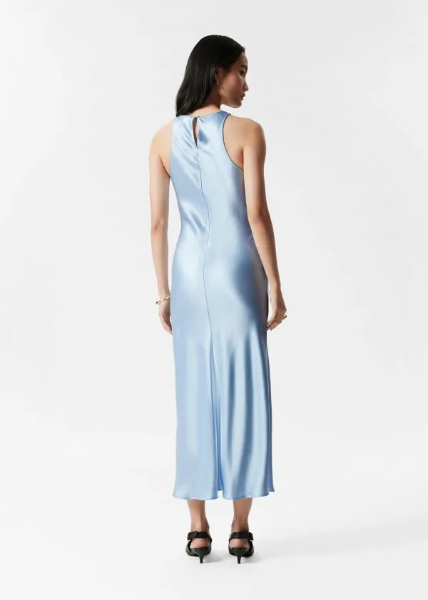 Women Dresses and Other Stories Sleeveless Satin Midi Dress Light Blue