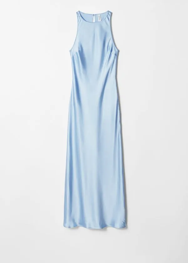 Women Dresses and Other Stories Sleeveless Satin Midi Dress Light Blue