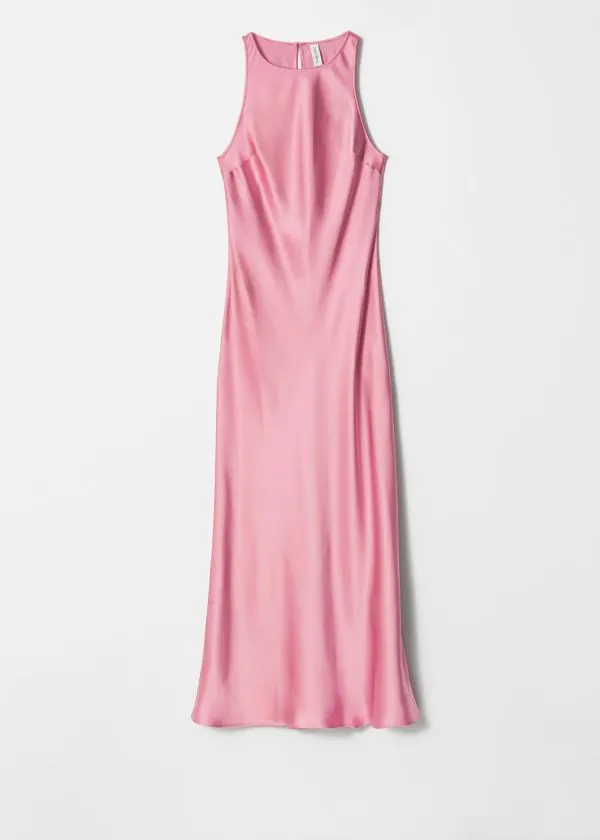 Women Dresses and Other Stories Sleeveless Satin Midi Dress Pink