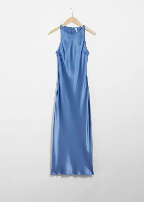 Women Dresses and Other Stories Slim Satin Midi Dress Blue