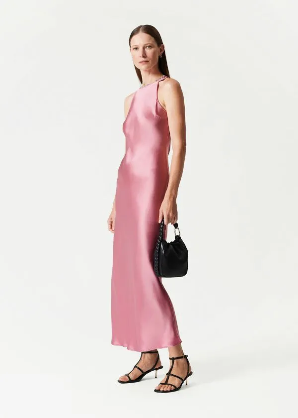 Women Dresses and Other Stories Slim Satin Midi Dress Rose
