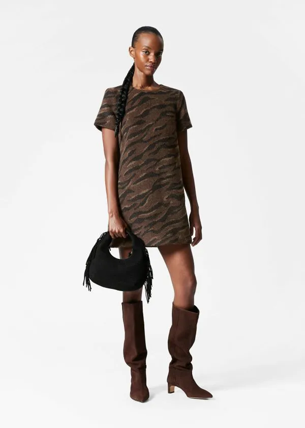 Women Dresses and Other Stories Wool Jacquard Mini Dress Brown
