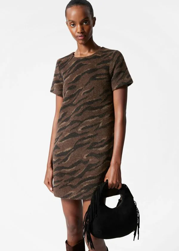 Women Dresses and Other Stories Wool Jacquard Mini Dress Brown