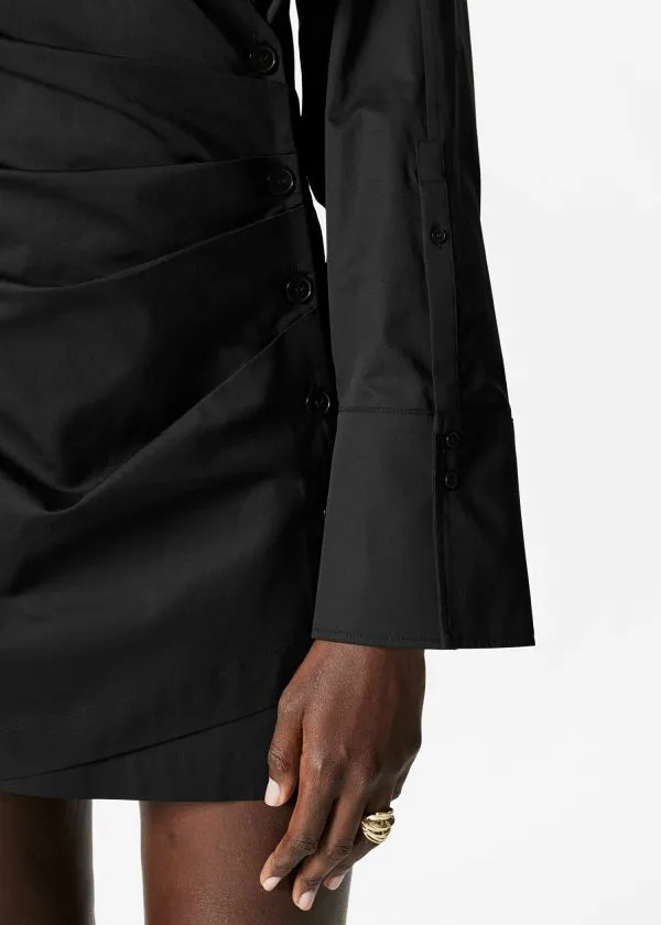 Women Dresses and Other Stories Wrap Shirt Mini Dress Black
