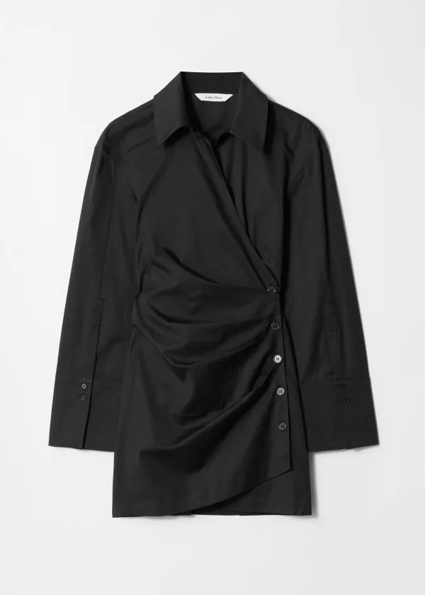 Women Dresses and Other Stories Wrap Shirt Mini Dress Black