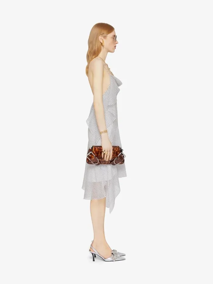 Women Dresses Givenchy Asymmetric Polka Dots Draped Dress In Silk Chiffon Ecrublack