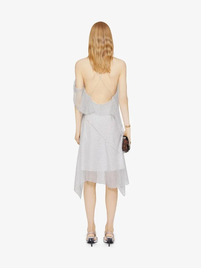Women Dresses Givenchy Asymmetric Polka Dots Draped Dress In Silk Chiffon Ecrublack