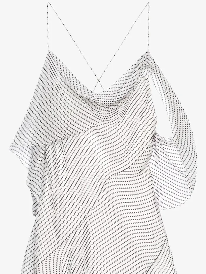 Women Dresses Givenchy Asymmetric Polka Dots Draped Dress In Silk Chiffon Ecrublack