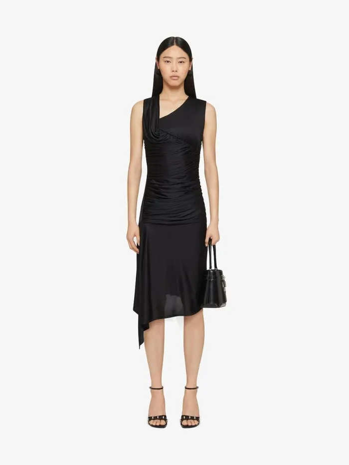 Women Dresses Givenchy Asymmetrical Draped Dress In Jersey Black