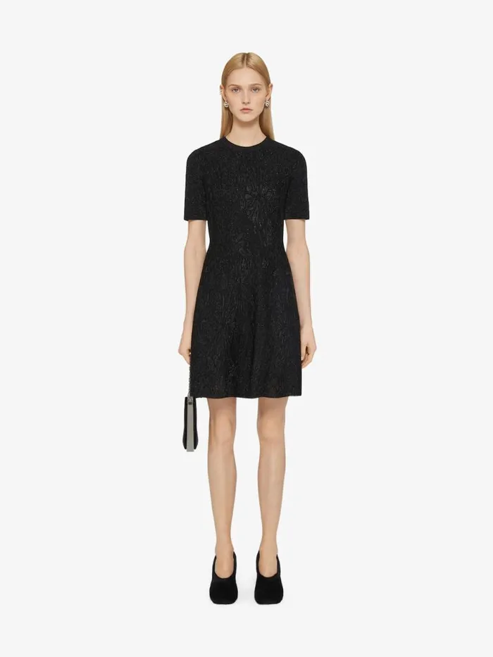 Women Dresses Givenchy Dress In Lurex With Floral Jacquard Black