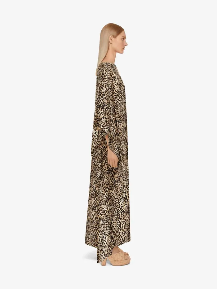 Women Dresses Givenchy Kaftan In Silk With Leopard Print Beigeblack