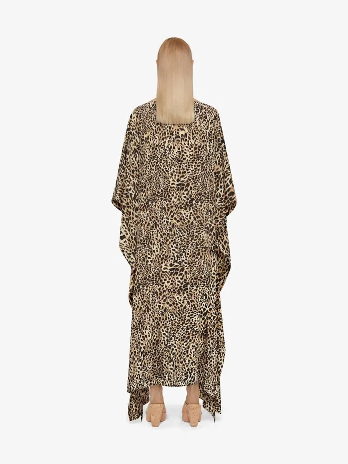 Women Dresses Givenchy Kaftan In Silk With Leopard Print Beigeblack