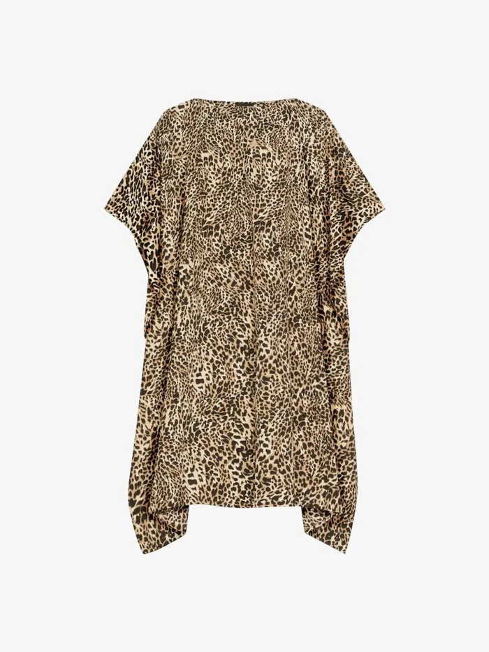 Women Dresses Givenchy Kaftan In Silk With Leopard Print Beigeblack