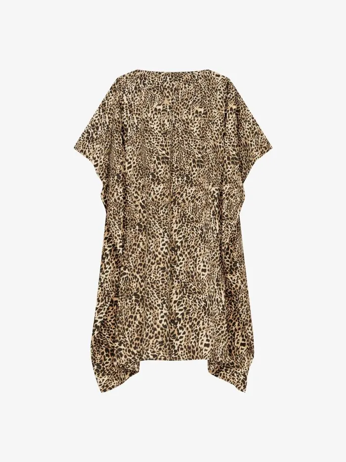 Women Dresses Givenchy Kaftan In Silk With Leopard Print Beigeblack