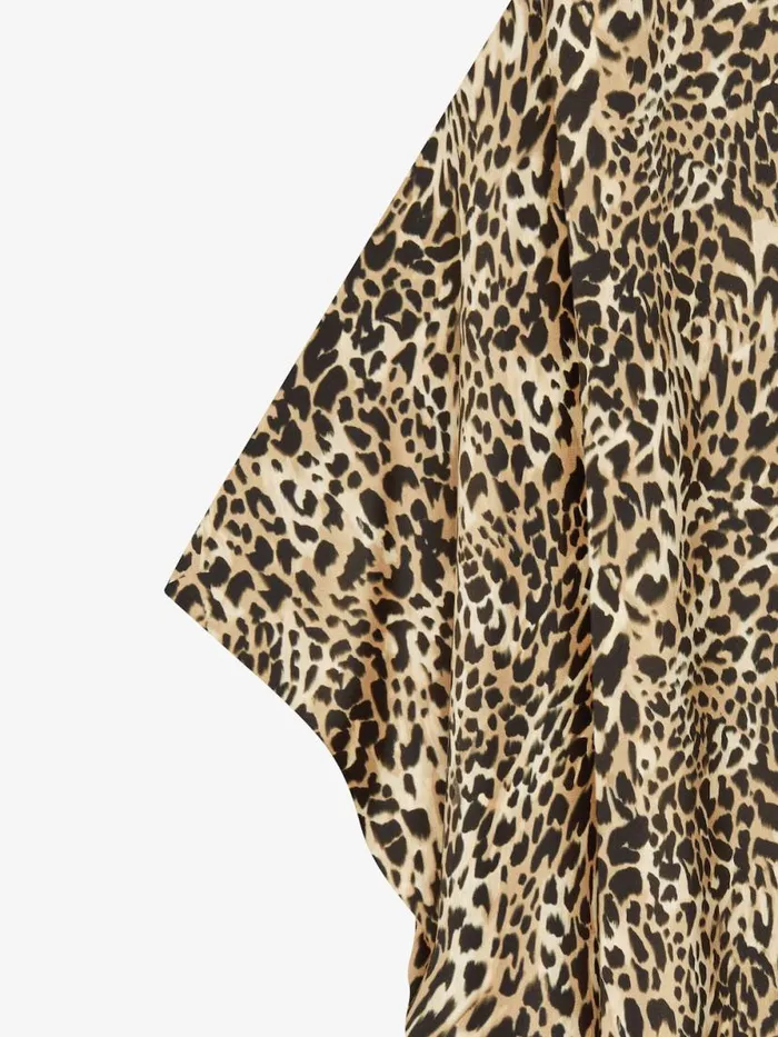 Women Dresses Givenchy Kaftan In Silk With Leopard Print Beigeblack