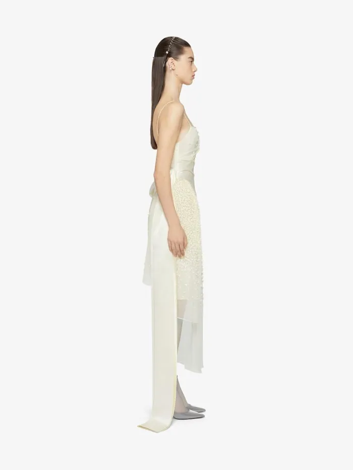 Women Dresses Givenchy Straps Dress In Silk Muslin With Embroidered Flowers Butter