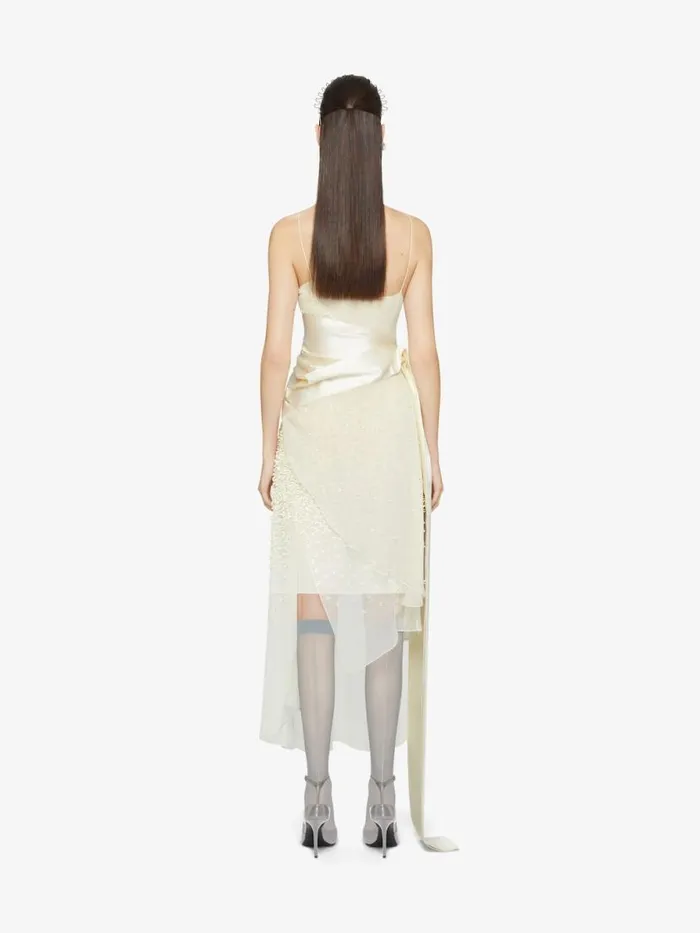 Women Dresses Givenchy Straps Dress In Silk Muslin With Embroidered Flowers Butter