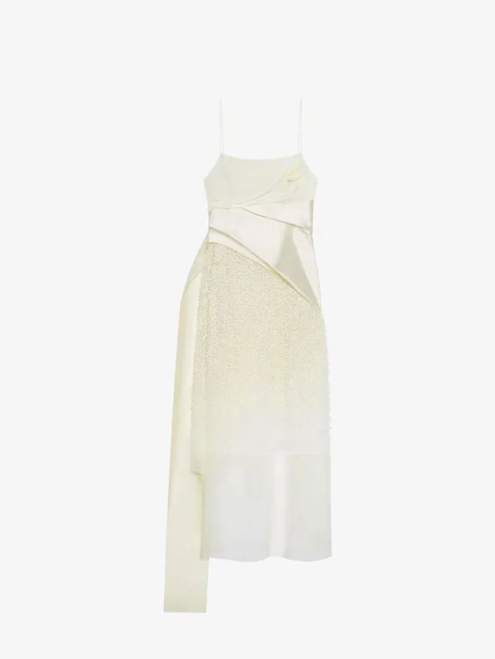 Women Dresses Givenchy Straps Dress In Silk Muslin With Embroidered Flowers Butter