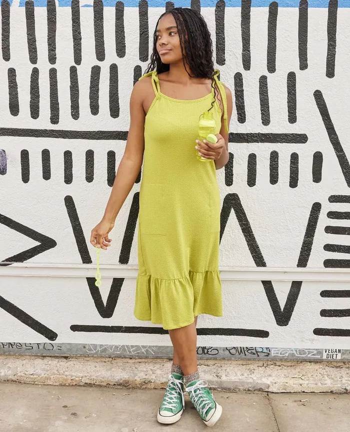 Women Dresses Toad and Co Dandelion Midi Dress Lime Texture
