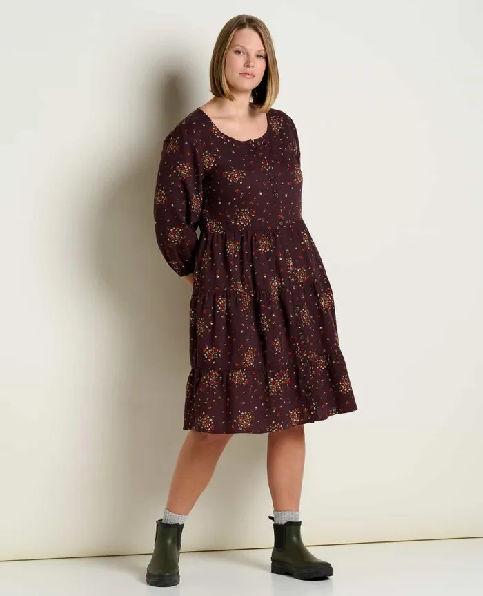 Women Dresses Toad and Co Manzana Tiered Long Sleeve Dress Carob Floral Print