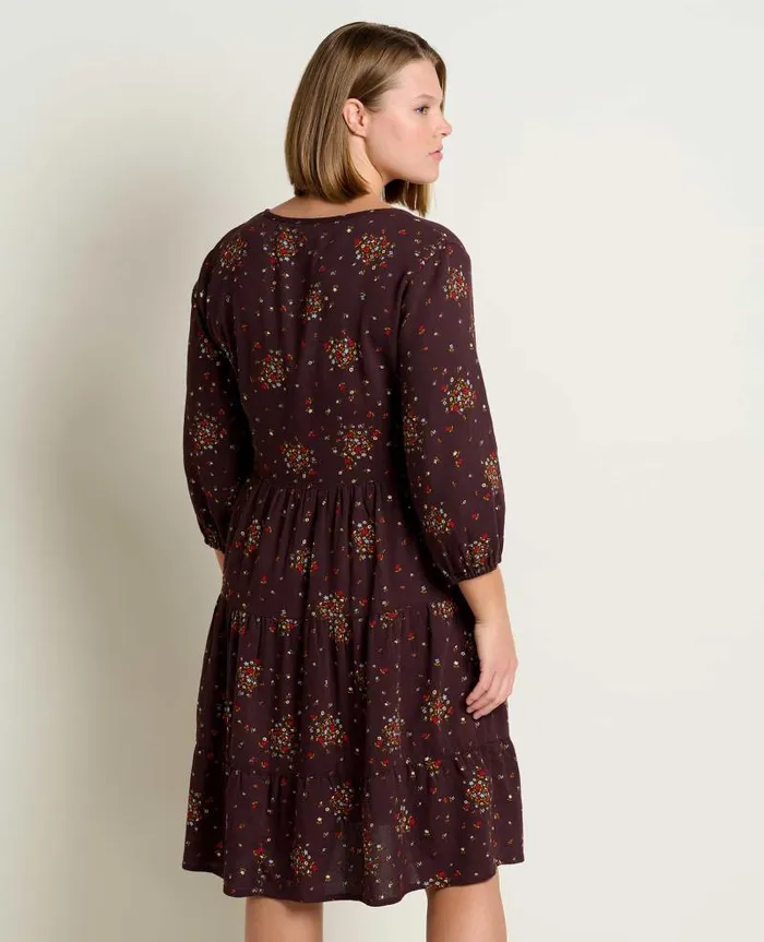 Women Dresses Toad and Co Manzana Tiered Long Sleeve Dress Carob Floral Print
