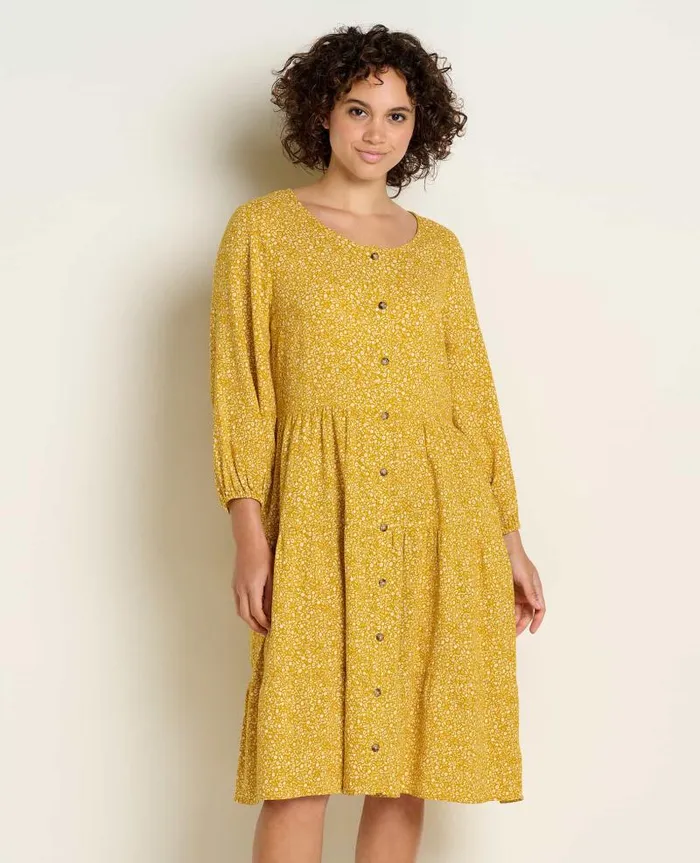 Women Dresses Toad and Co Manzana Tiered Long Sleeve Dress Pike Ditsy Print
