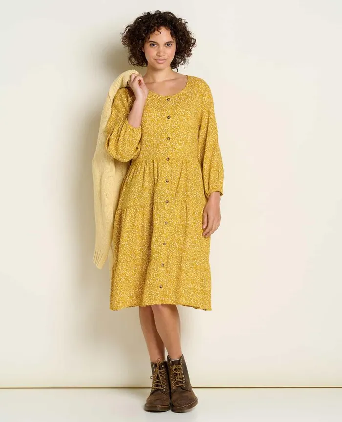 Women Dresses Toad and Co Manzana Tiered Long Sleeve Dress Pike Ditsy Print