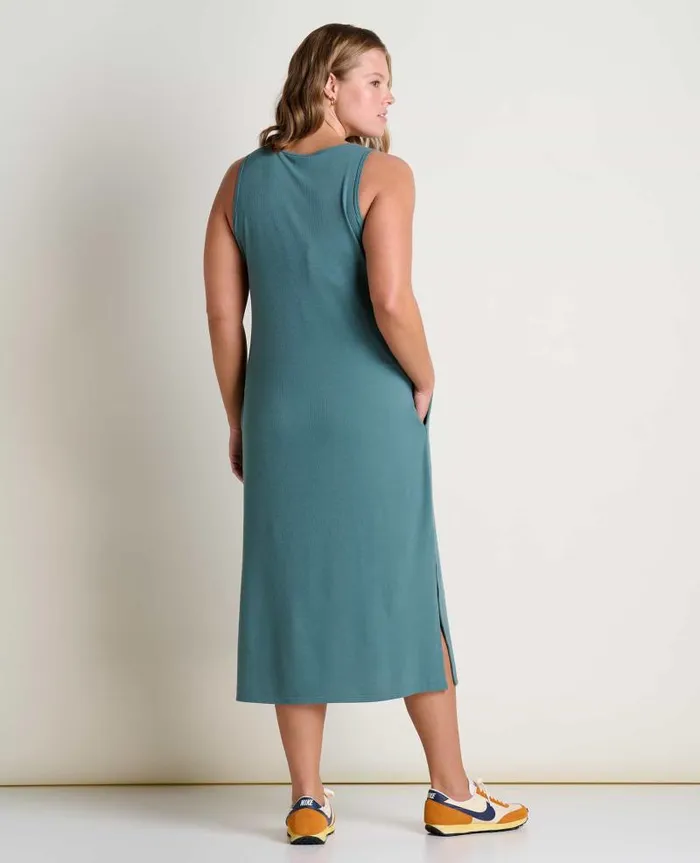 Women Dresses Toad and Co Piru Henley Midi Tank Dress Silver Pine