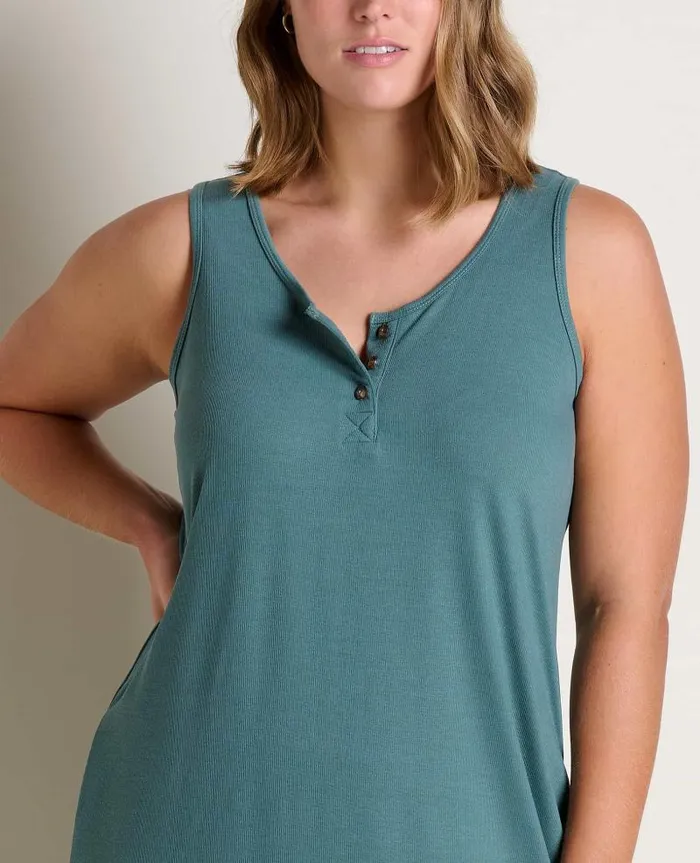 Women Dresses Toad and Co Piru Henley Midi Tank Dress Silver Pine