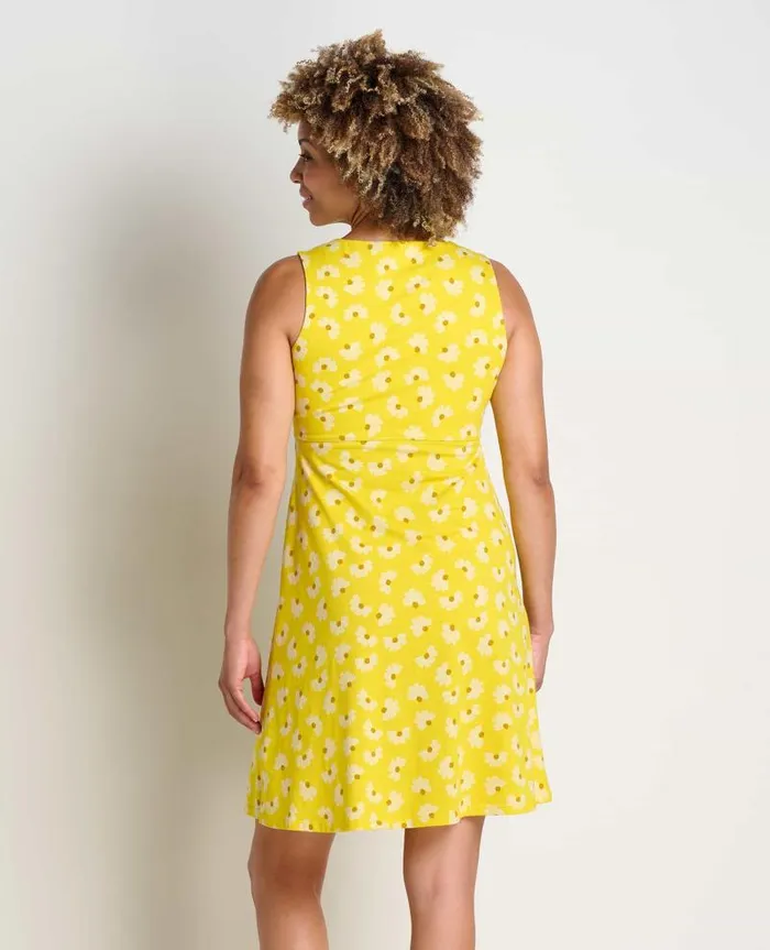Women Dresses Toad and Co Rosemarie Sleeveless Dress Sulphur Half Daisy Print