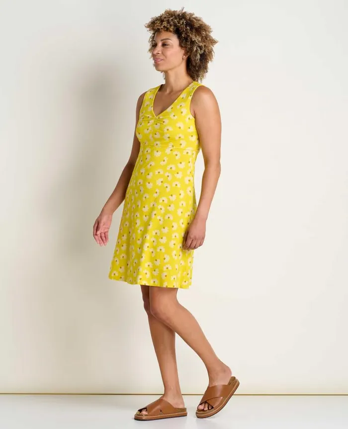 Women Dresses Toad and Co Rosemarie Sleeveless Dress Sulphur Half Daisy Print