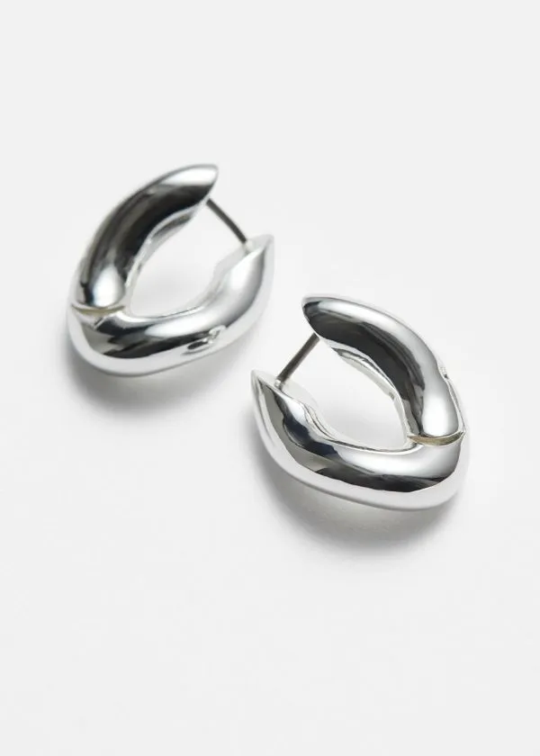 Women Earrings and Other Stories Chunky Twist Hoops Silver