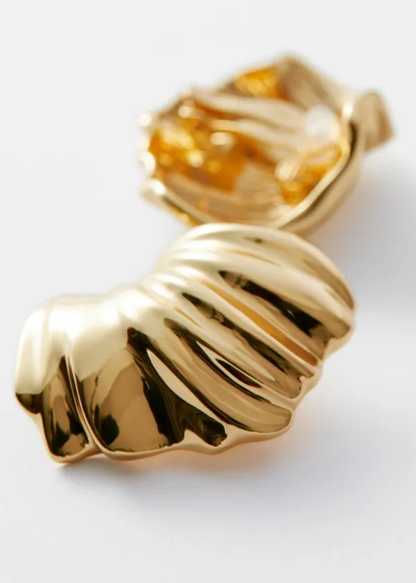 Women Earrings and Other Stories Curved Shell Earrings Gold
