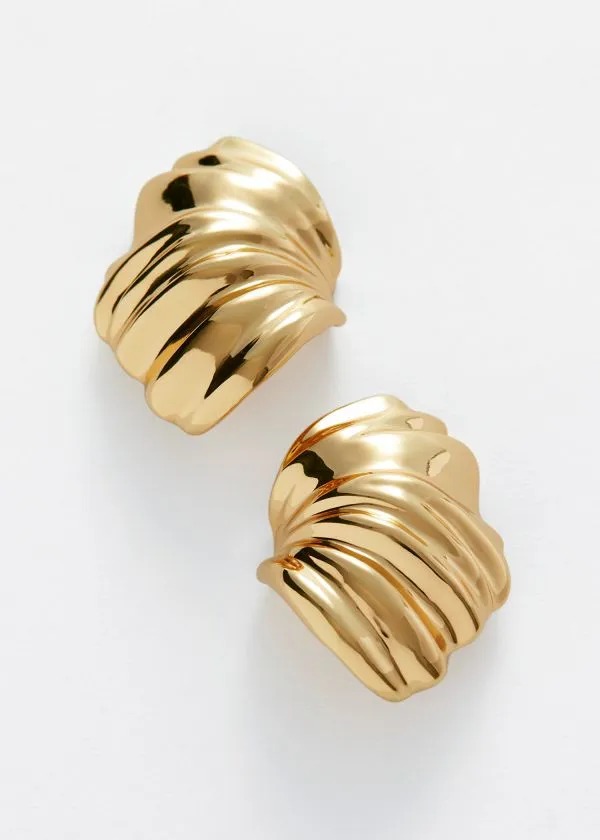 Women Earrings and Other Stories Curved Shell Earrings Gold