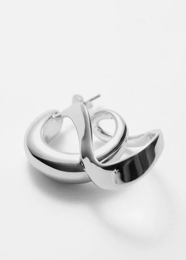 Women Earrings and Other Stories Silver Plated Sculptural Hoops Silver